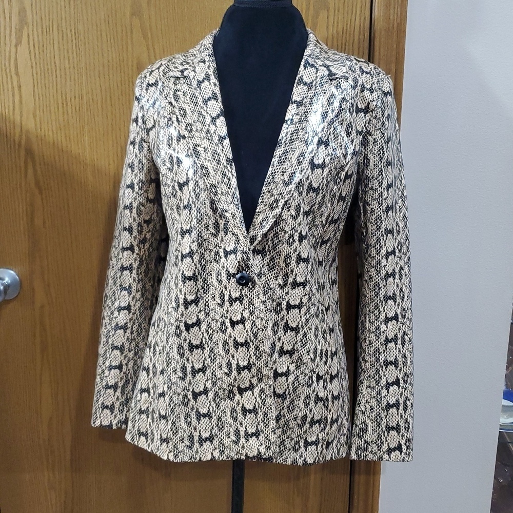 Danielle Bernstein snake skin print shiny blazer